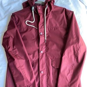 Burgundy Hooded Raincoat